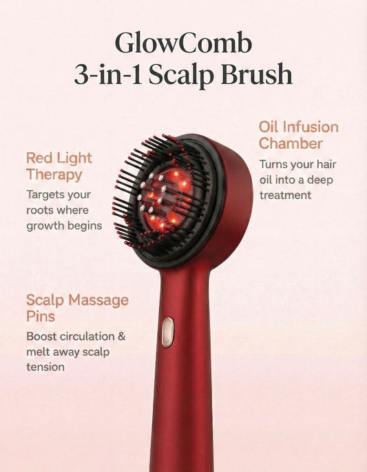 GlowComb Red Light Therapy Scalp Massage Brush